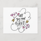 Love Quote Hearts Arrows Paarse bruiloft Briefkaart (Voorkant)