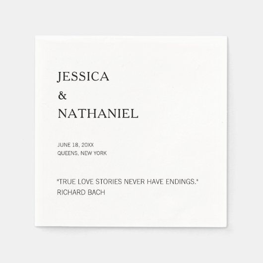 Love Quote Modern Black and White Wedding Servet (Voorkant)