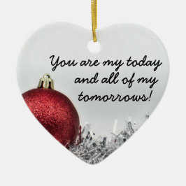 Love quote red glittery Kerstball romantic Ce Keramisch Ornament