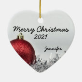 Love quote red glittery Kerstball romantic Ce Keramisch Ornament (Achterkant)