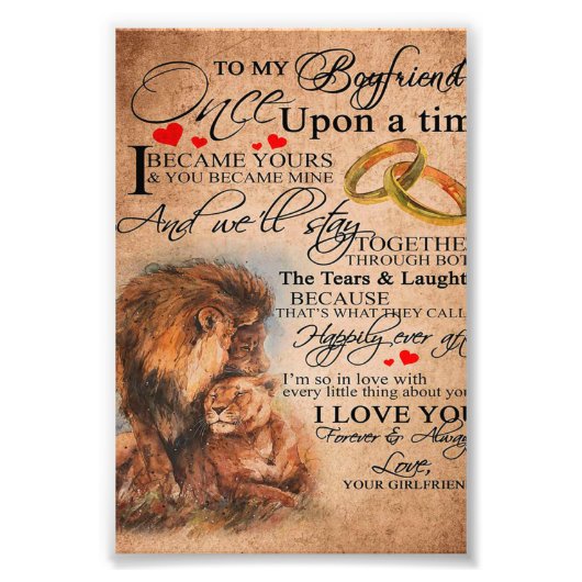 Love Quote voor Boyvriend, Boyvriend Birthday Gift Foto Afdruk (Voorkant)