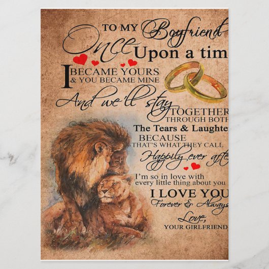 Love Quote voor Boyvriend, Boyvriend Birthday Gift Menu (Voorkant)