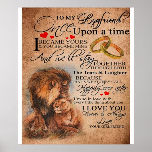 Love Quote voor Boyvriend, Boyvriend Birthday Gift Poster (Voorkant)