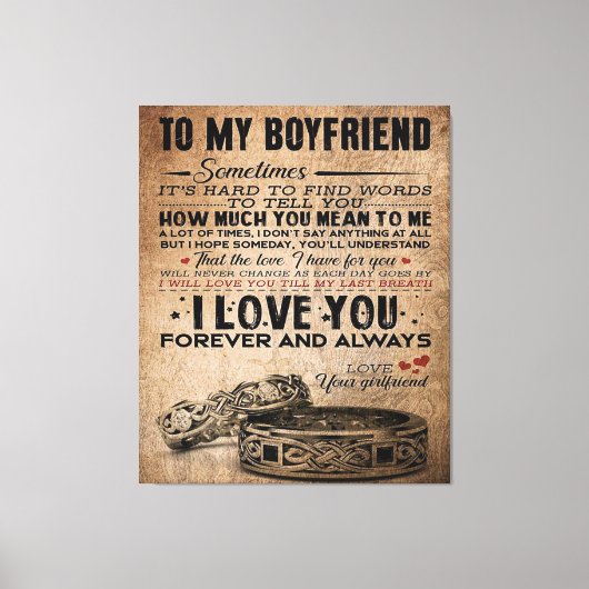 Love Quote voor Boyvriend | Cute Boyvriend Gift Canvas Afdruk (Voorkant)