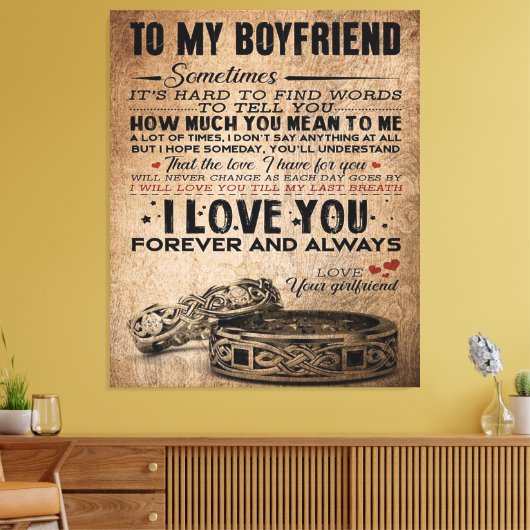 Love Quote voor Boyvriend | Cute Boyvriend Gift Canvas Afdruk (Insitu (Woonkamer))