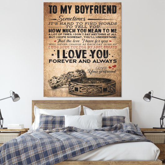 Love Quote voor Boyvriend | Cute Boyvriend Gift Canvas Afdruk (Insitu (Slaapkamer))