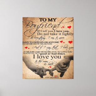 Love Quote voor Boyvriend Cute Boyvriend Gift Canvas Afdruk