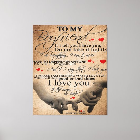Love Quote voor Boyvriend | Cute Boyvriend Gift Canvas Afdruk (Voorkant)