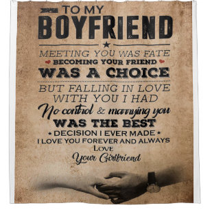 Love Quote voor Boyvriend Cute Boyvriend Gift Douchegordijn
