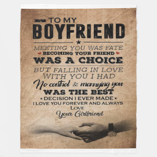 Love Quote voor Boyvriend   Cute Boyvriend Gift Fleece Deken