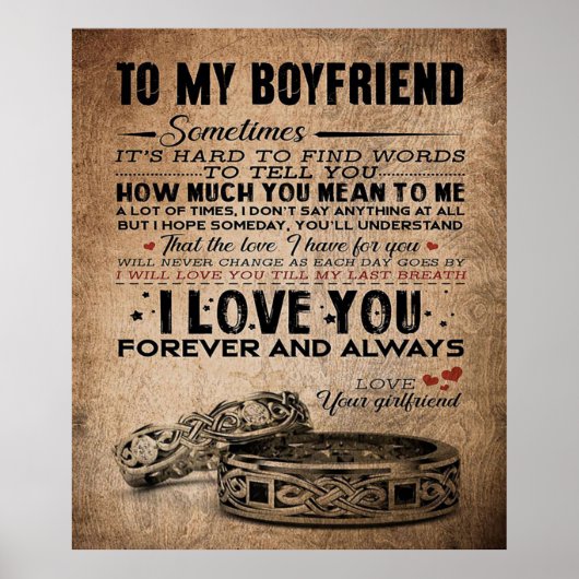 Love Quote voor Boyvriend | Cute Boyvriend Gift Poster (Voorkant)