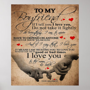 Love Quote voor Boyvriend   Cute Boyvriend Gift Poster