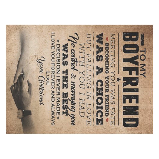 Love Quote voor Boyvriend | Cute Boyvriend Gift Tafelkleed (Voorkant (Horizontaal))