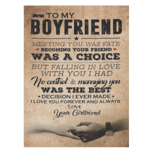 Love Quote voor Boyvriend Cute Boyvriend Gift Tafelkleed