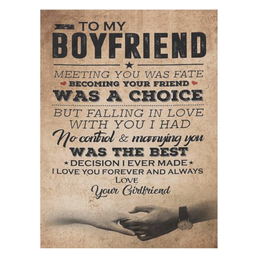 Love Quote voor Boyvriend | Cute Boyvriend Gift Tafelkleed (Voorkant)