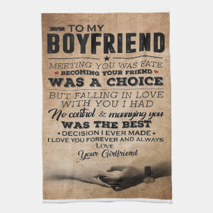 Love Quote voor Boyvriend   Cute Boyvriend Gift Theedoek