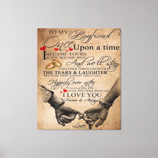 Love Quote voor Boyvriend | Gift voor echtgenoot,  Canvas Afdruk (Voorkant)