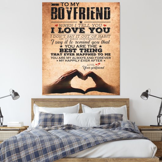 Love Quote voor Boyvriend, Husband Love Birthday Canvas Afdruk (Insitu (Slaapkamer))