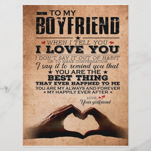 Love Quote voor Boyvriend, Husband Love Birthday Menu (Voorkant)