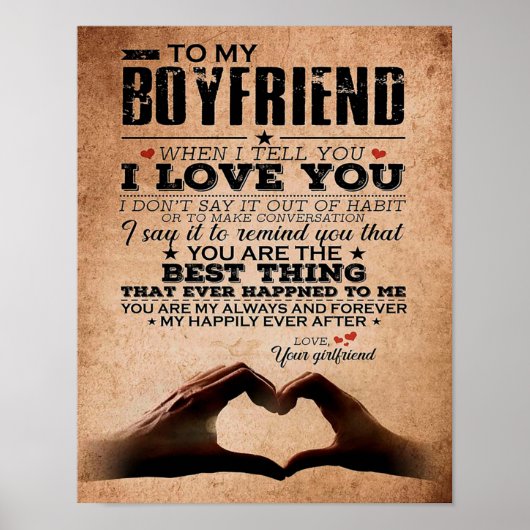 Love Quote voor Boyvriend, Husband Love Birthday Poster (Voorkant)