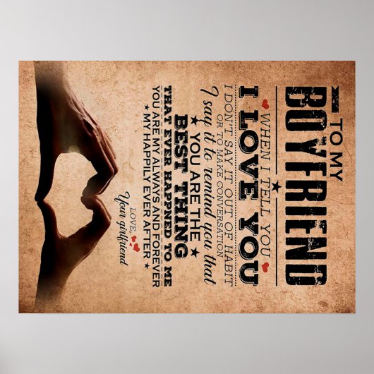 Love Quote voor Boyvriend, Husband Love Birthday Poster (Voorkant)