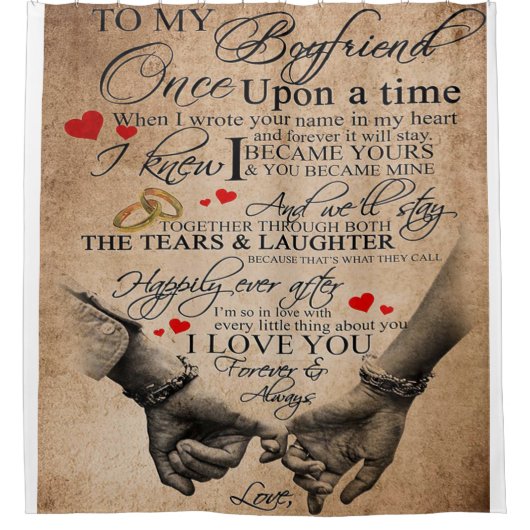Love Quote voor Boyvriend | Lovely Quottes Gift Douchegordijn (Voorkant)