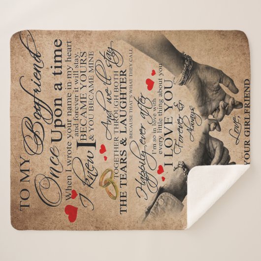 Love Quote voor Boyvriend | Lovely Quottes Gift Sherpa Deken (Voorkant (horizontaal))