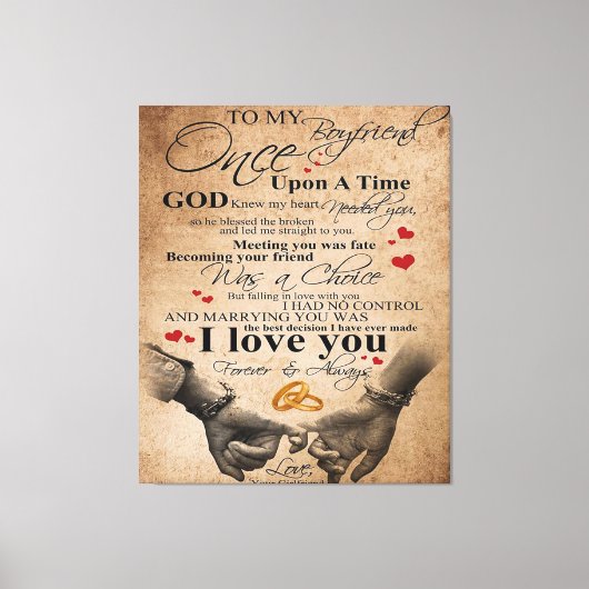 Love Quote voor Boyvriend | Overeenkomende couponc Canvas Afdruk (Voorkant)
