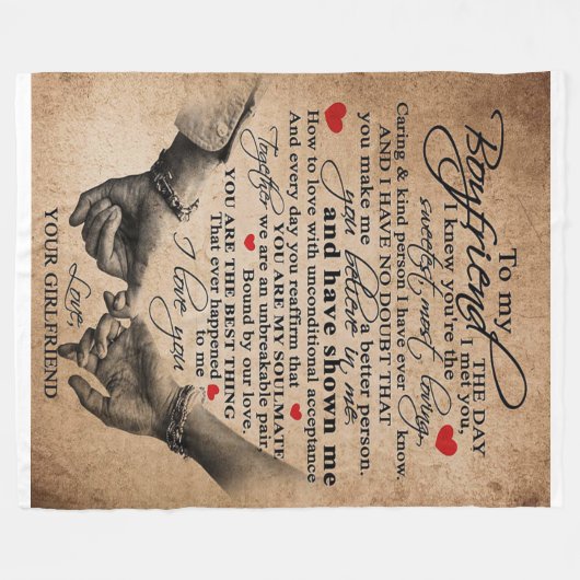 Love Quote voor Boyvriend | Overeenkomende couponc Fleece Deken (Voorkant (Horizontaal))