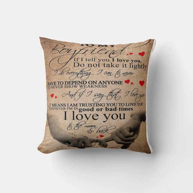 Love Quote voor Boyvriend | Startdecor Kussen (Voorkant)