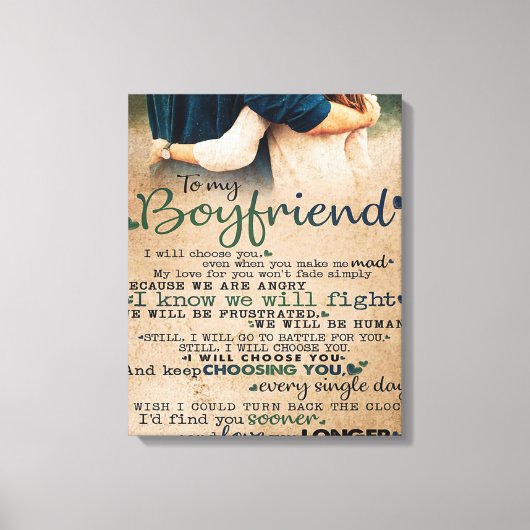 Love Quote voor Boyvriend | Trendy Gift Canvas Afdruk (Voorkant)
