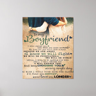 Love Quote voor Boyvriend Trendy Gift Canvas Afdruk