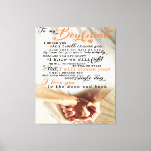 Love Quote voor Boyvriend Trendy Gift Canvas Afdruk