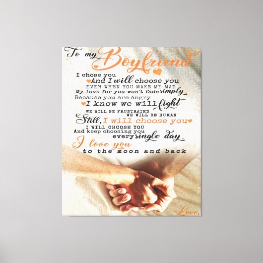 Love Quote voor Boyvriend | Trendy Gift Canvas Afdruk (Voorkant)