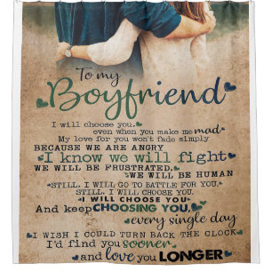 Love Quote voor Boyvriend Trendy Gift Douchegordijn