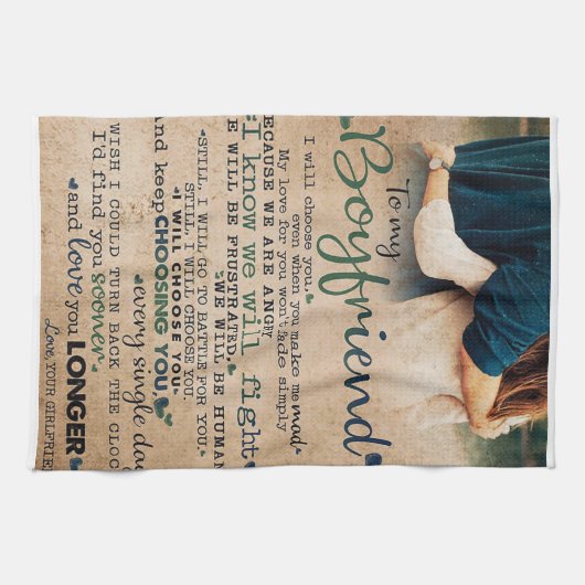 Love Quote voor Boyvriend | Trendy Gift Theedoek (Horizontaal)