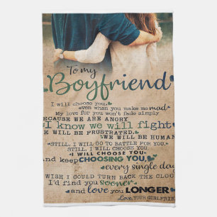 Love Quote voor Boyvriend   Trendy Gift Theedoek