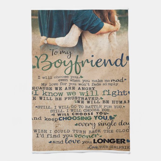 Love Quote voor Boyvriend | Trendy Gift Theedoek (Verticaal)