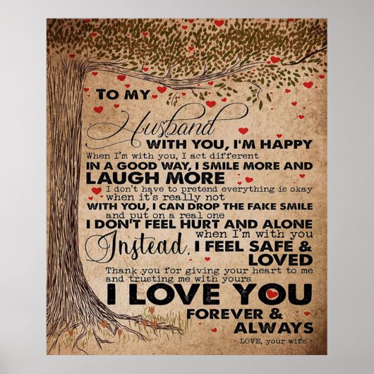 Love Quote Voor Echtgenoot | Cute Cadeau Voor Vrie Poster (Voorkant)