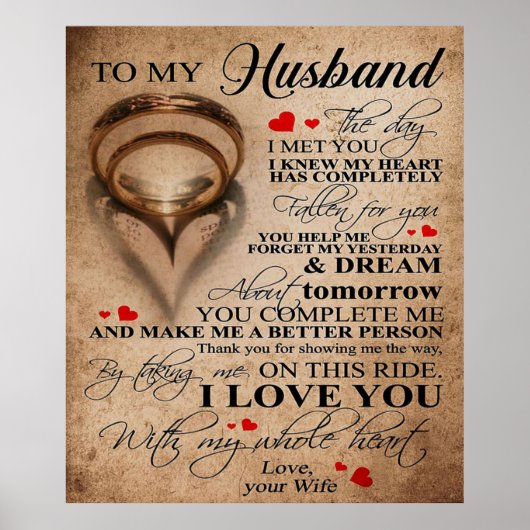 Love Quote voor Husband | Beste cadeautje voor de  Poster (Voorkant)