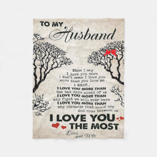 Love Quote voor Husband   Cute Gift for Boyvriend Fleece Deken