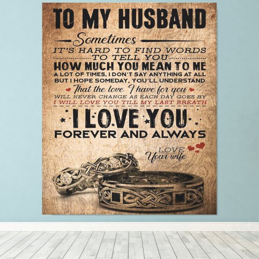 Love Quote voor Husband | Funny Quottes Gift Canvas Afdruk (Insitu (Houten vloer))