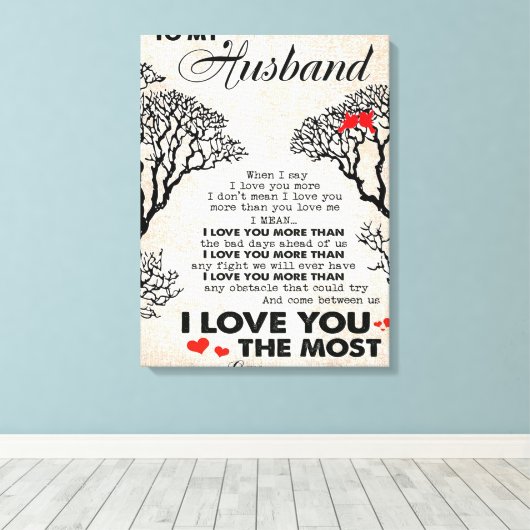 Love Quote voor Husband Gift Idea, Husband Birthda Canvas Afdruk (Insitu (Houten vloer))