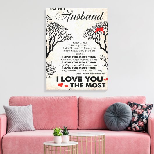 Love Quote voor Husband Gift Idea, Husband Birthda Canvas Afdruk (Insitu (Woonkamer))