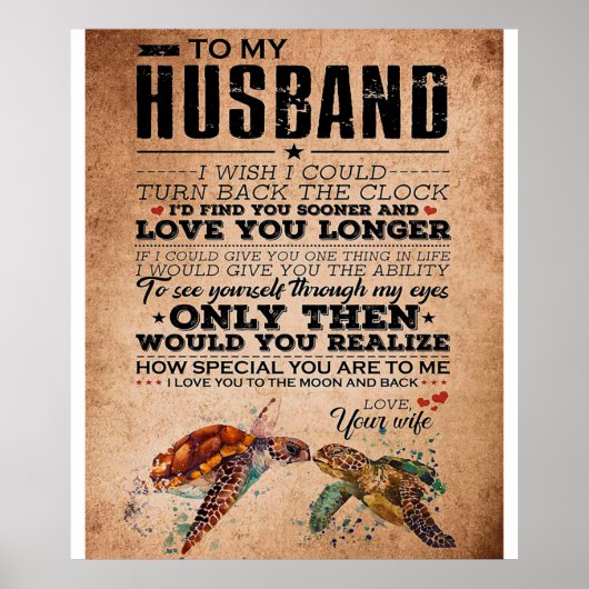 Love Quote voor Husband Gift Idea, Husband Birthda Poster (Voorkant)