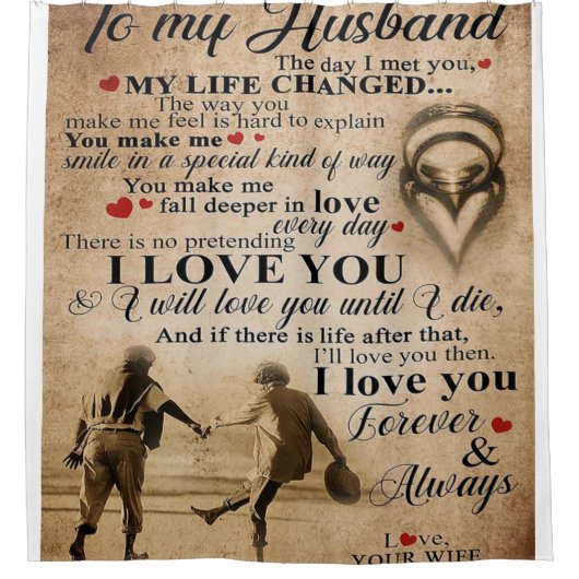 Love Quote voor Husband | Lovely Family Decor Gift Douchegordijn (Voorkant)