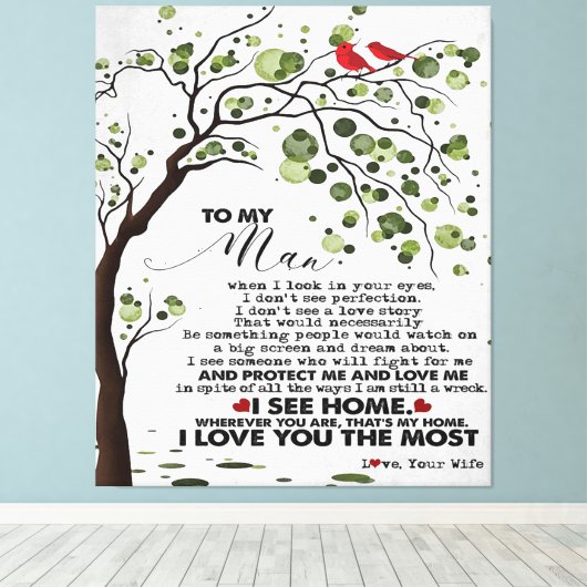 Love Quote voor Husband | Naar mijn Man Cadeft Canvas Afdruk (Insitu (Houten vloer))