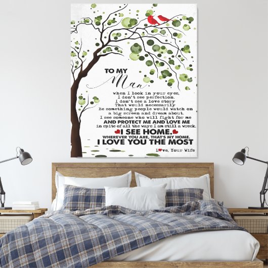 Love Quote voor Husband | Naar mijn Man Cadeft Canvas Afdruk (Insitu (Slaapkamer))