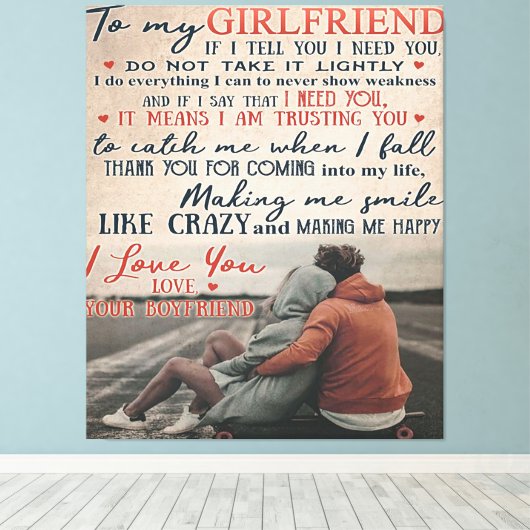 Love Quote voor Vriendin | Beste cadeau voor vrouw Canvas Afdruk (Insitu (Houten vloer))