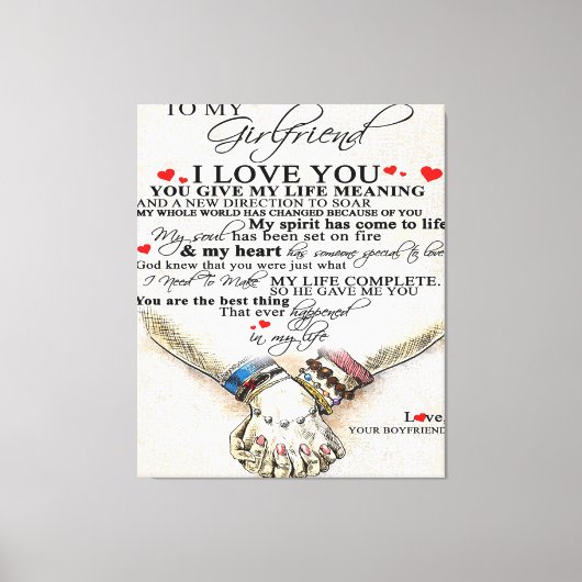 Love Quote voor Vriendin | Beste cadeau voor vrouw Canvas Afdruk (Voorkant)